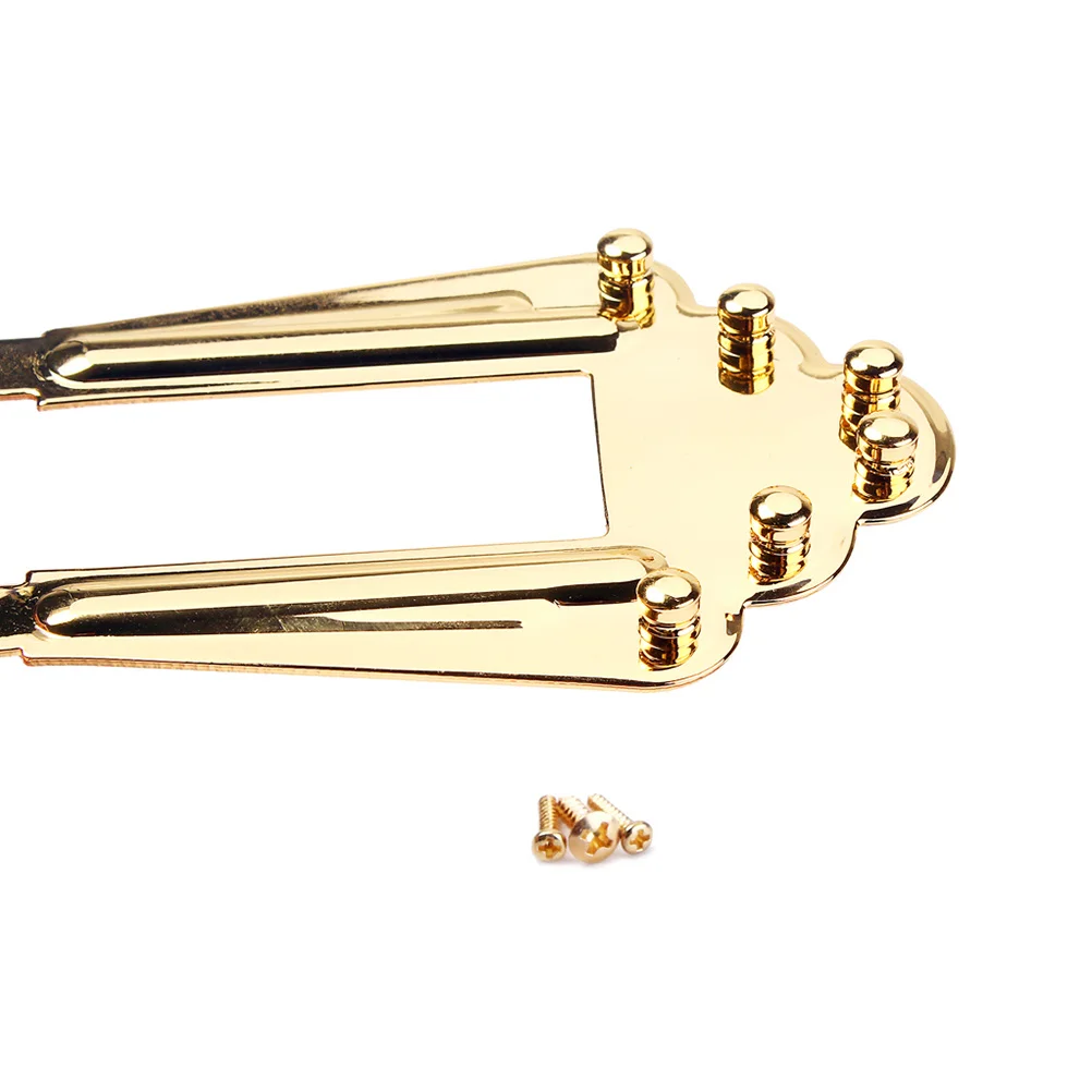 

Ga413 Gold Plated Guitar Bridge Tailpiece Height Adjustable Vintage Style Trapezoidal Design Solid Metal Rear With Mounting