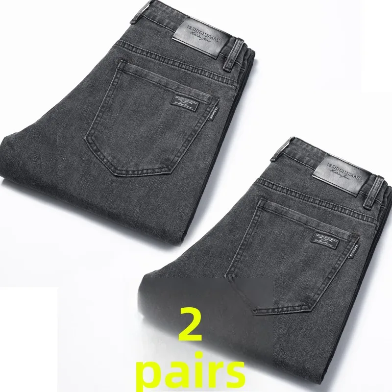 ملابس العمل للرجال جينز متين من القطن بأرجل مستقيمة وخصر متوسط وسحاب متعدد الطقم كاجوال مريح لحماية العمال