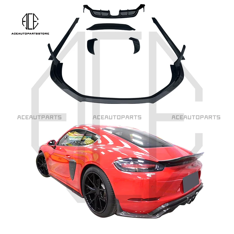 

Carbon Fiber Tuning Body Kit For Porsche Boxster Cayman 2017-2022 Carbon Fiber Front Lip Rear Lip Rear Wing Kit For Porsche 718