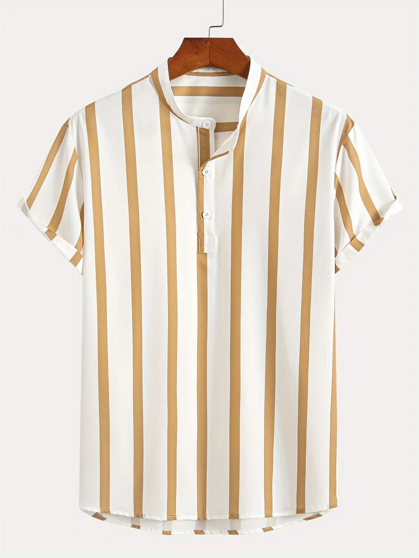 Korea USA Minimalist Hawaii Shirt Pink White Stripe Multi Color Loose Breathable Holiday Short Sleeve Camisa
