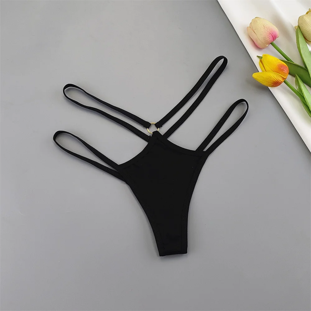 3 قطعة حزام مزدوج القطن ثونغ النساء حجم كبير الملابس الداخلية مثير منخفضة الخصر السيدات Soild سلسلة سراويل #3