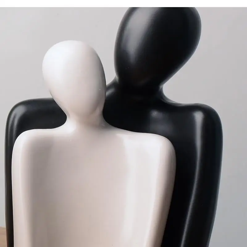 تماثيل للديكور حرف فنية من السيراميك مجردة الشكل النحت الأسرة زوجين المعانقة الشمال اكسسوارات المنزل