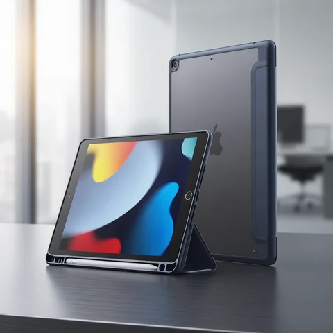 Hybrid Slim Case for iPad 9th/8th/7th Generation (2021/2020/2019)10.2 Inch with Pencil Holder Clear Transparent Back Shell Cover