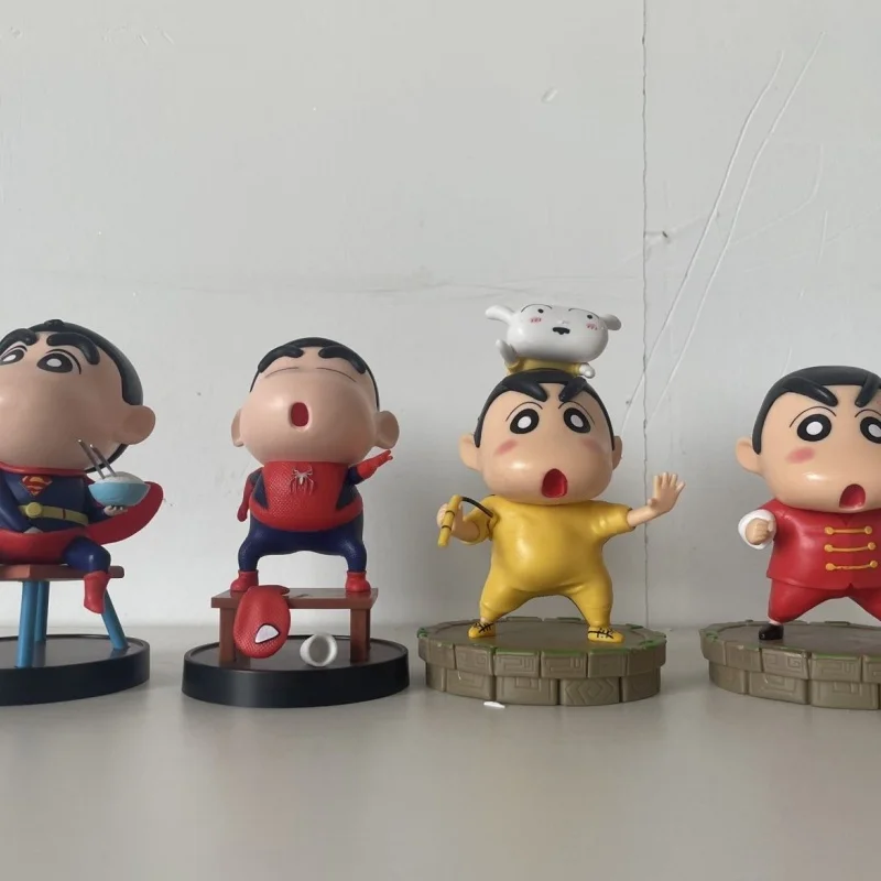 Figura de acción de Kung Fu Crayon Shin-Chan, figuras de Anime, juguetes, muñecas Kawaii, modelo de colección de 15cm, adornos de estatua Gk, regalos de cumpleaños