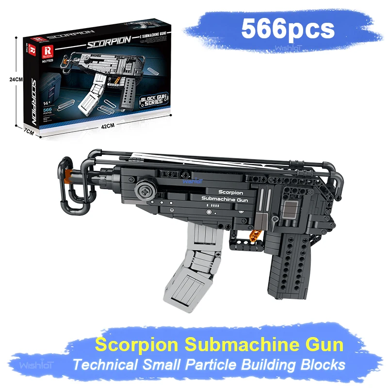 77029 Scorpion Submachine Gun Model 566Pcs Military Weapons Series DIY Toys Building Blocks Boy Christmas Gift