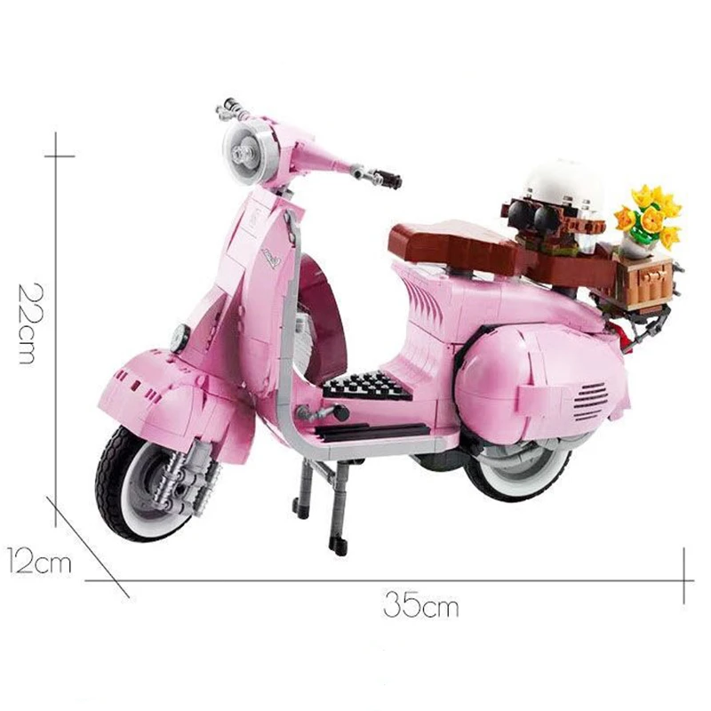 

Roman Holida Vespa 125 Moc 10298 Famous Motorcycle City Moto Assembled Building Blocks Bricks High-tech Model Toys For Kids Gift