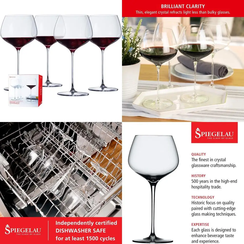 

Элегантные хрустальные бокалы для красного вина, 750 мл, набор из 4 штук, идеально подходят для свадеб, дней рождения и домашнего бара.