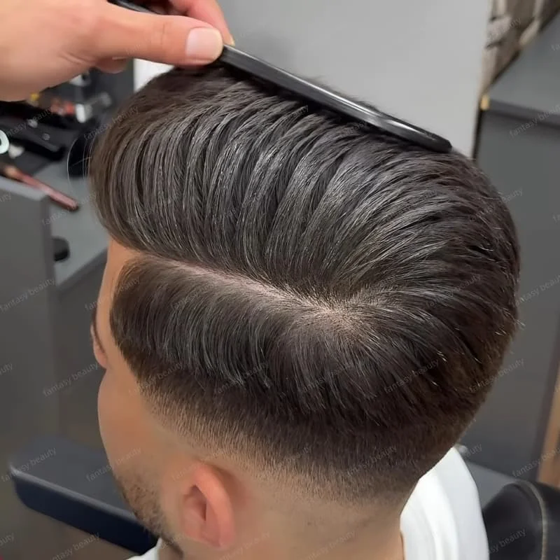 

Мужской парик Средний швейцарский кружевной парик Мужская основа кожи Настоящие натуральные человеческие волосы Парик Remy Человеческие волосы Невидимый натуральный мягкий мужской парик