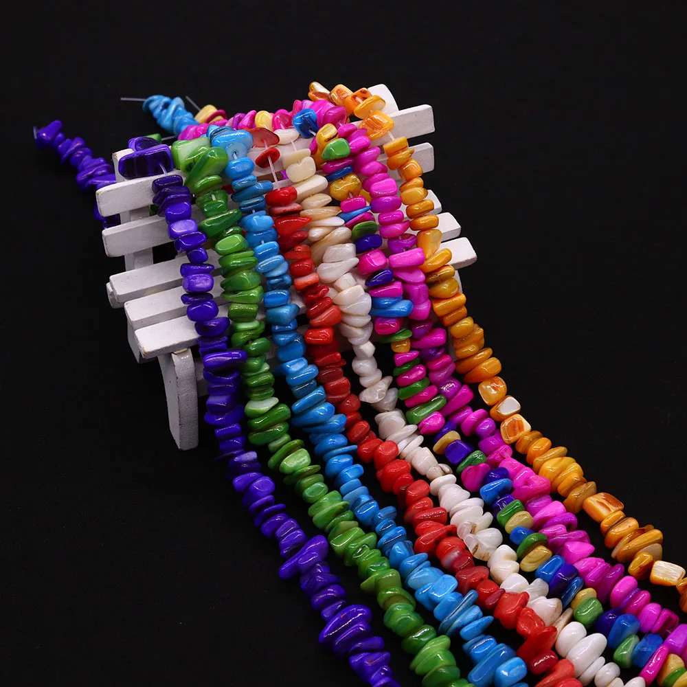 

Trendy Natural Freshwater Irregular-Shaped Shell Chip Loose Beads 10-15mm Dyed Straight-Hole Mixed-Color Beading Accessories
