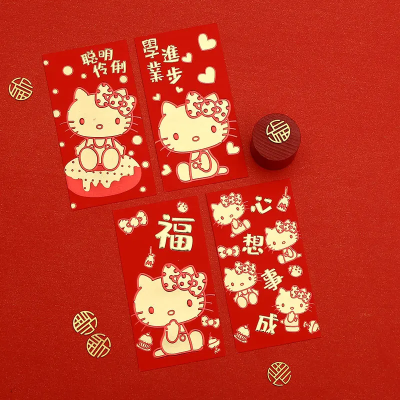 New Spring Festival Hello Kittys New Year Big Red Packet Lishi Seal Three-dimensional Cute Cartoon Return Gift Red Packet Bag