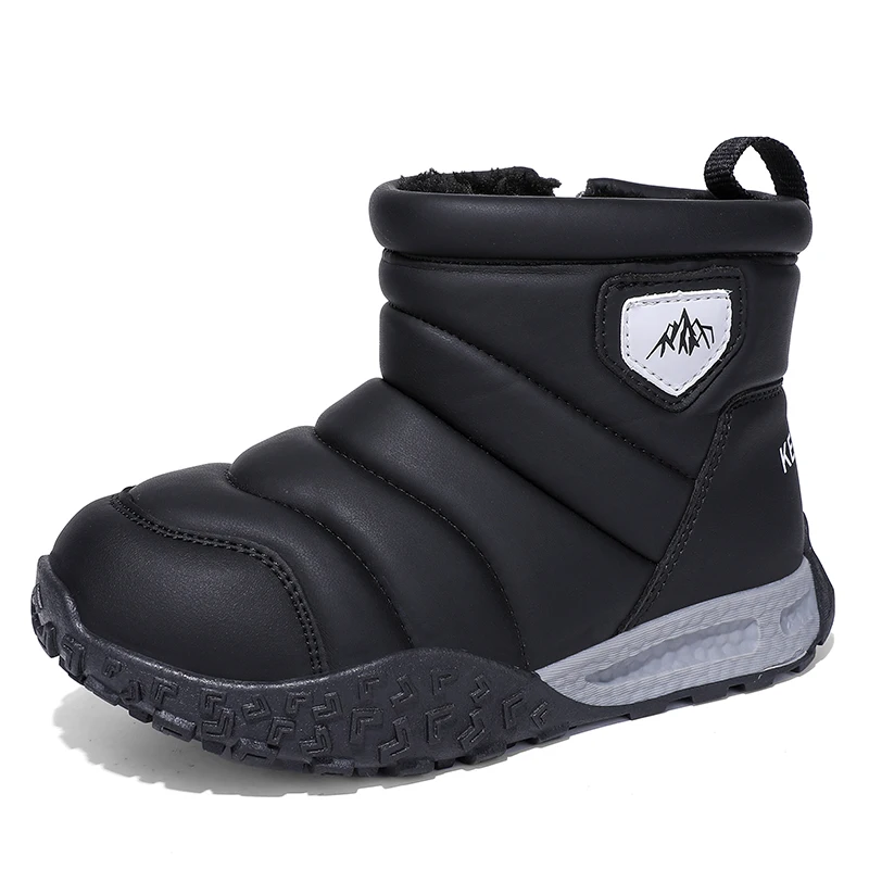 Botas de algodón gruesas de terciopelo cálido para niños, suela de goma antideslizante, impermeable, para caminar al aire libre, invierno, 2025