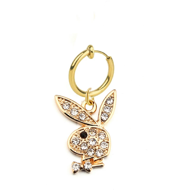 1PC Fake Piercing Navel Ring Fake Belly Piercing Rabbit Clip On Umbilical Navel Fake Pircing Animal Cartilage Earring Clip