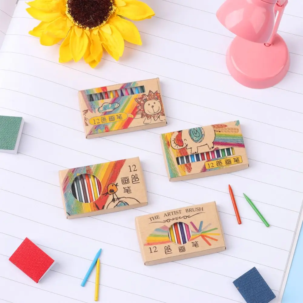 1 Set 8/12/13 Colours Doll Colorful Crayon Color Pencil Dolls Accessories Mini Painting Tools Dollhouse Decoration Scene Model