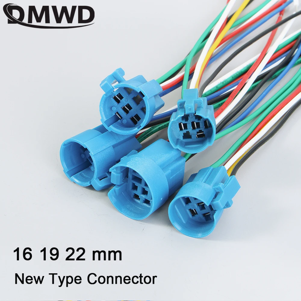 1 PC 16mm 19mm 22mm  Socket for New Type Metal Push Button Socket Wiring 5 wires Stable lamp Light Button Connector