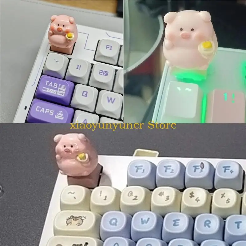 P9JB Playful Pig Shaped Keycap For Crossed Stem Mechanical Keyboards Customizable Typing Experience