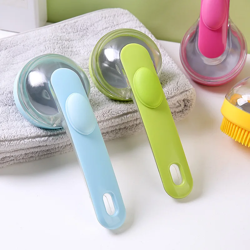 押して分配するシャワーブラシ バス&シャワーバックラブ 多機能シャワーブラシ マッサージバスブラシ シャンプー収納付き