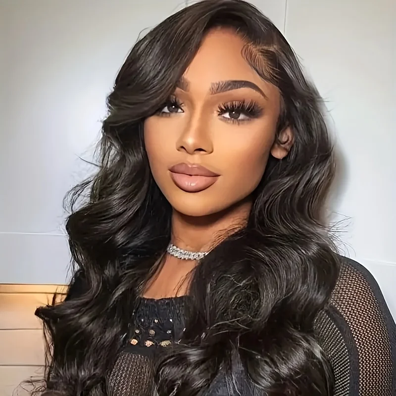 250 Density 32 34 Inch Body Wave Human Hair 13x4 HD Transparent Lace Front Wig Black 13x6 Lace Frontal Wigs