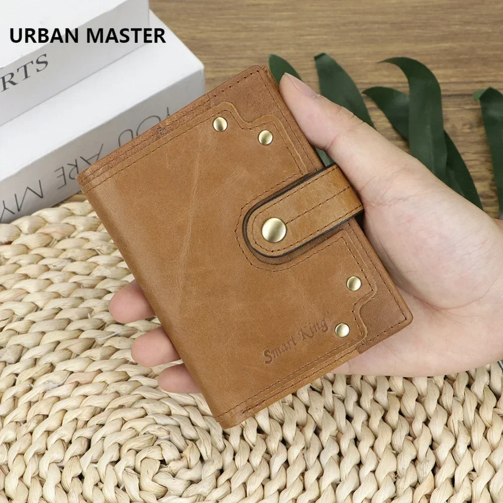 

URBAN MASTER Genuine Leather Short Wallets for Men Credit Card Holder Vintage Simple Bifold Wallet Purse 2232