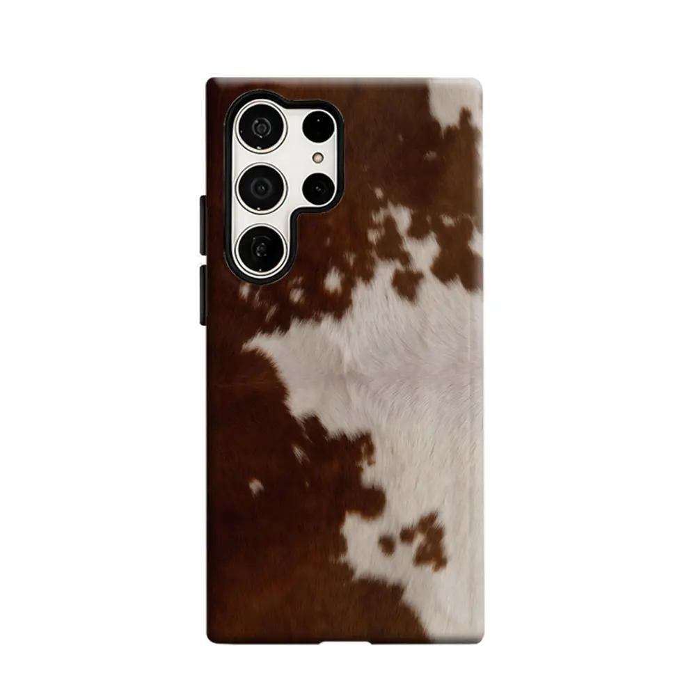 CaseLumi Phone Case For Samsung Galaxy S25 S24 Ultra Plus HD Hard Brownish white mottled texture Double Layer Cover Film Shell
