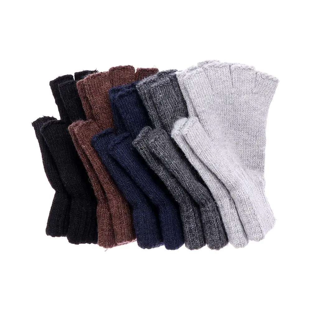 Men and Women Cashmere Stretchy Wool  Knitted Half Finger Gloves Typing/Texting Gloves Fingerless Gloves