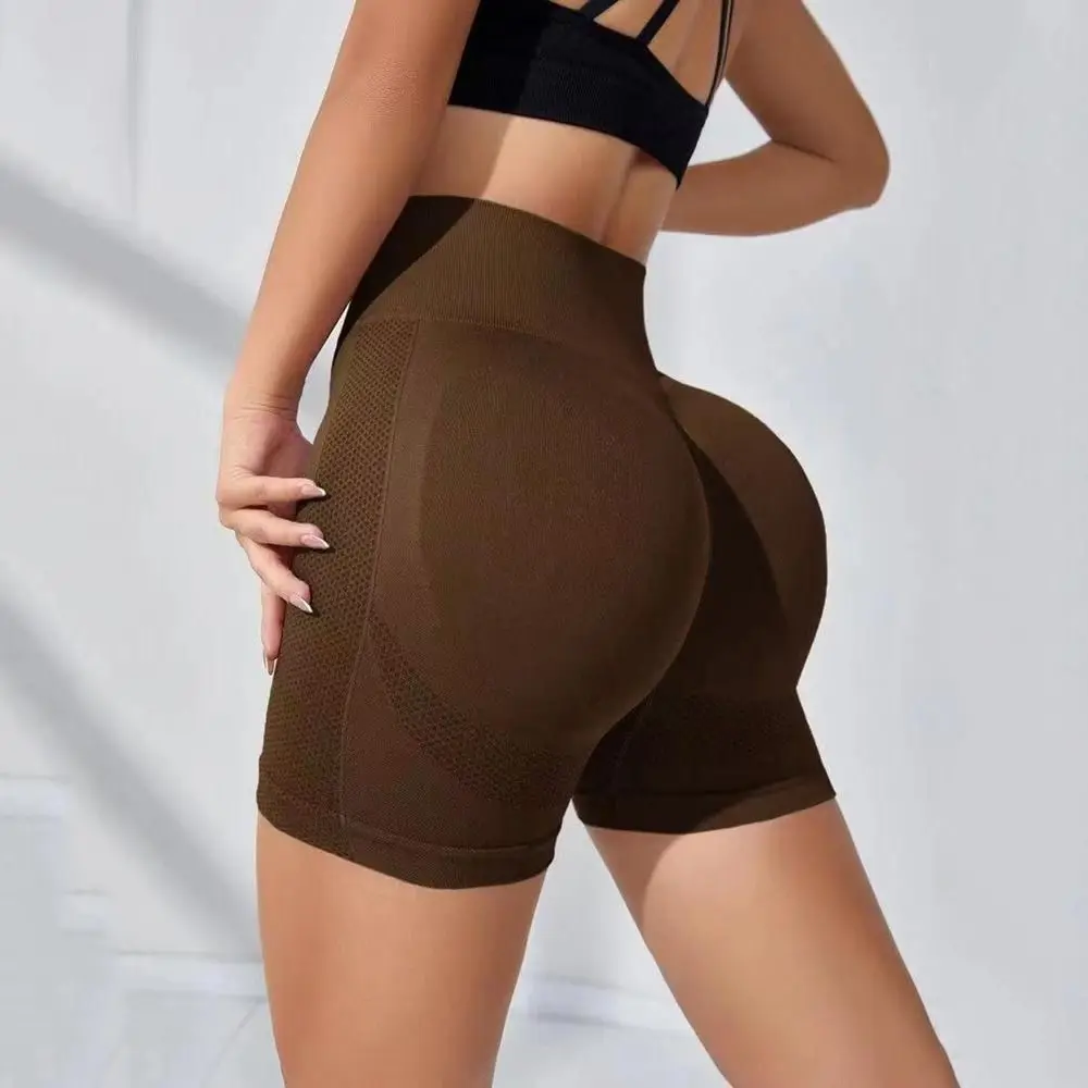 

Soft Seamless Women Yoga Shorts Arse Lifting High Waist Ruched Booty Pants Tummy Control Stretch Gym Leggings Running
