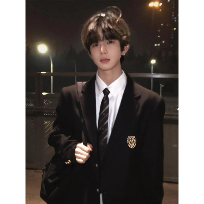 Japanese Style School Uniform Three Button Boys' Suit Set College Wind Graduation Student Class Uniform Lightweight Polyester...