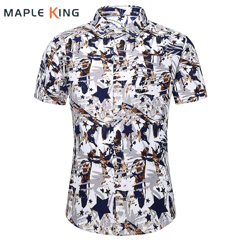 

Hawaii Style 2024 Trend Mens Button Up Shirts Summer Graffiti Stars Printed Short Sleeve Ropa Hippie Hombres Men Blusas Tops 5XL