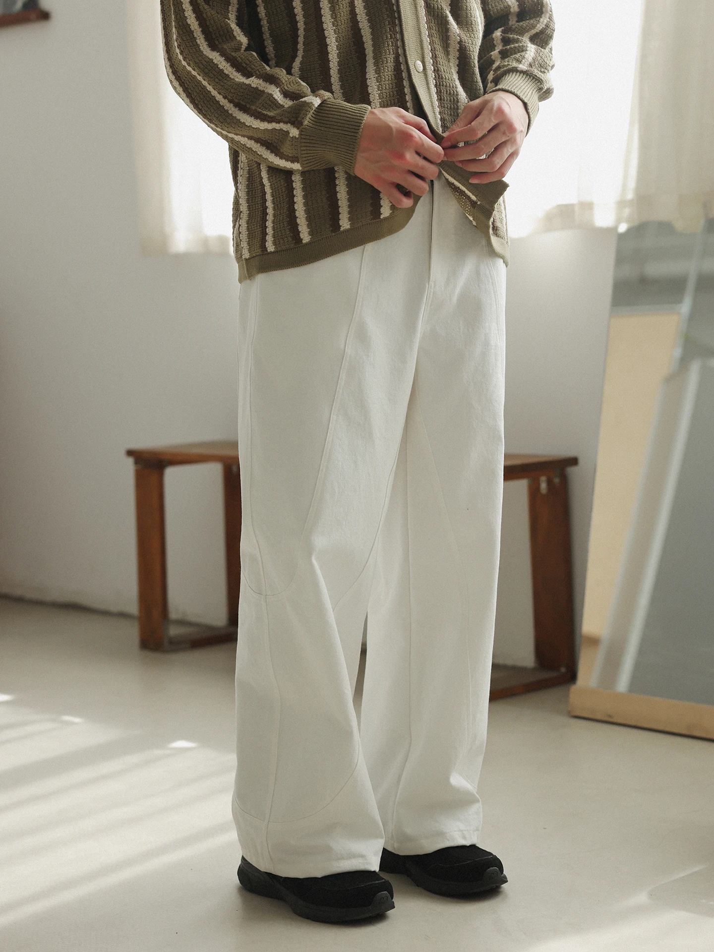 

Брюки Noears Vintage свободного прямого кроя, белые, повседневные, с зауженным низом, длинные, из хлопка, для молодежи, весна-лето