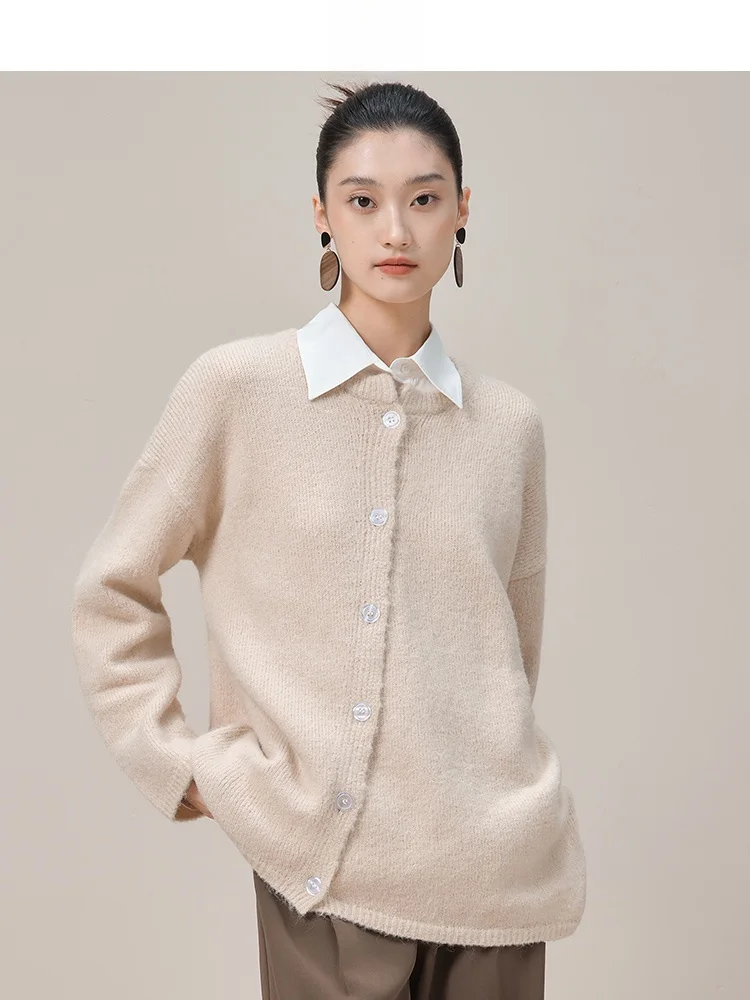 

Винтажный асимметричный свободный женский кардиган JINNAN, длинный свитер на пуговицах, удобная повседневная верхняя одежда