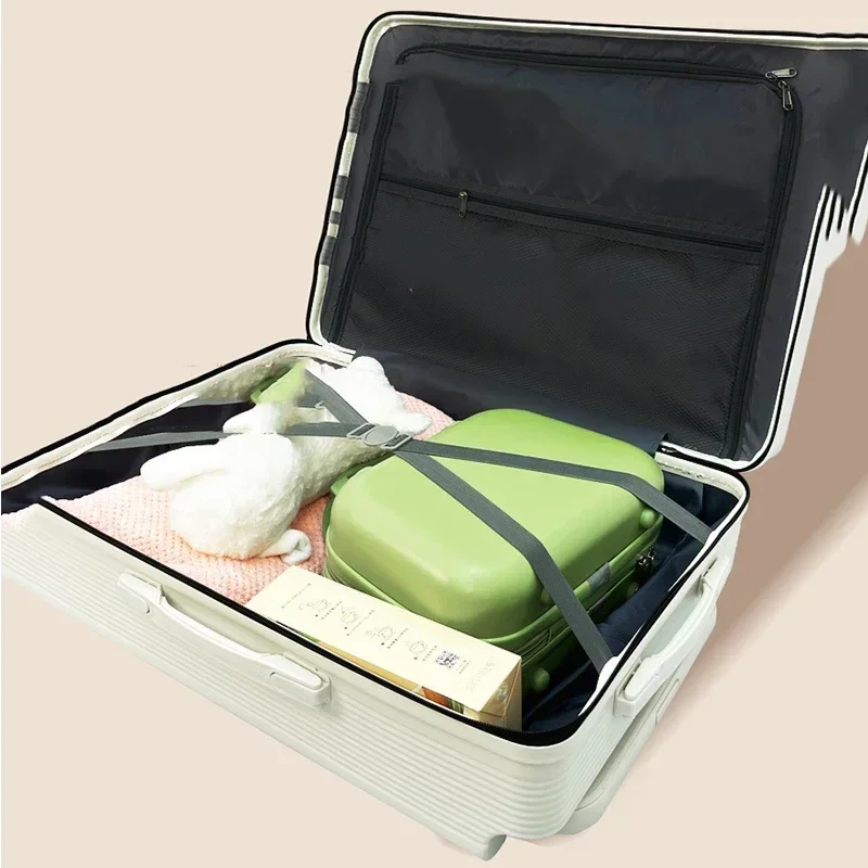 Wide Suitcase Black 26 Inch PC Trunk Ladies Thickened Trolley Case Multifunctional Password Boarding Box Rolling Luggage