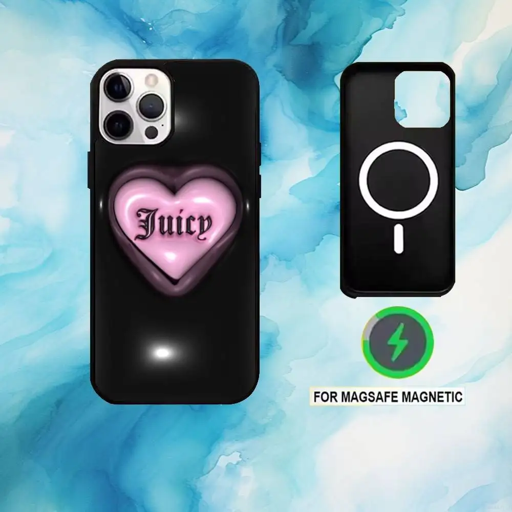 Etui na telefon Juicy Couture z motywem panterki, tapeta, do iPhone 17, 16, 15, 14, 13, 12, 11 Plus, Pro Max, magnetyczne, kompatybilne z ładowaniem bezprzewodowym MagSafe