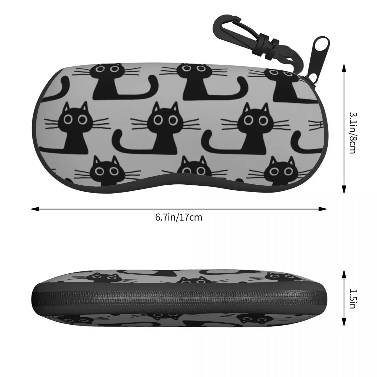 Custom Cute Black Cat Wide Eyed Shell Glasses Case Unisex Fashion Cartoon Kitten Eyeglasses Case Sunglasses Protector Box