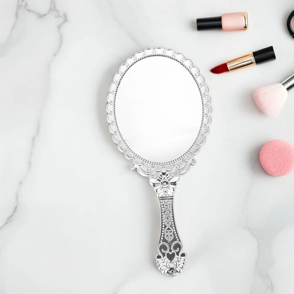 Portable Hand Mirror 2 Piece Set Vintage Round HD Reflective Lightweight Makeup Mirror for Travel Home Vanity