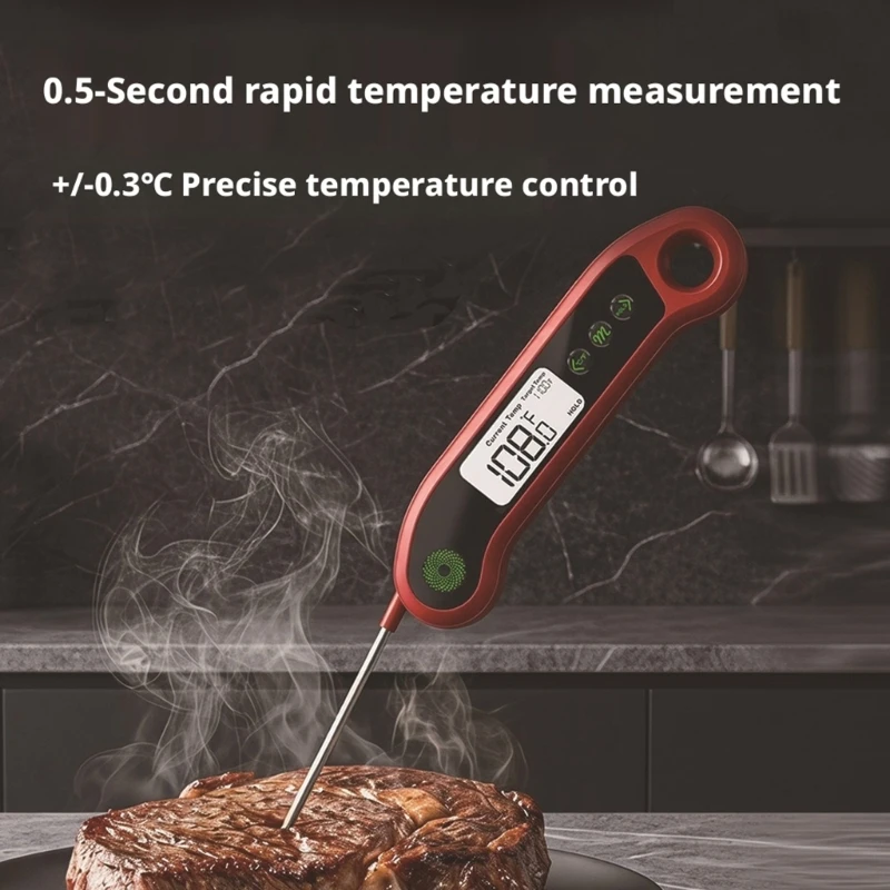 Double Probe Temperature Reader with Folding Tip, Corded Oven BBQ Probe, Display Screen, Cook Menus, Home Cooking for M4YD