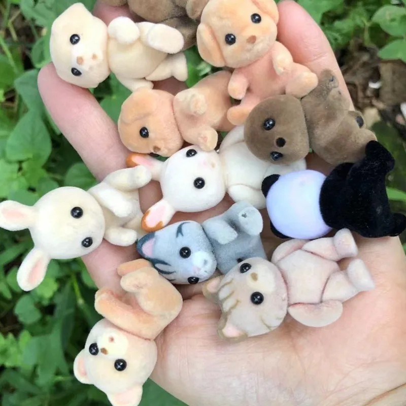 Flocking Animals Families Partial Defective Bulk Cargo Cartoon Cute Rabbit Bear Dog Panda Blend Random Animal Figure Toys