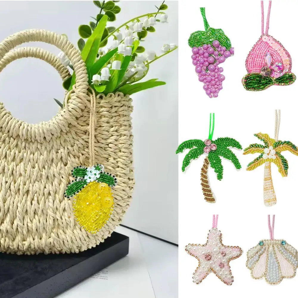 

Beaded Lemons Peaches Butterflies Hanging Ornament For Bags DIY Handmade Clothing Car Keychain Decoration Hanging Rope Patches