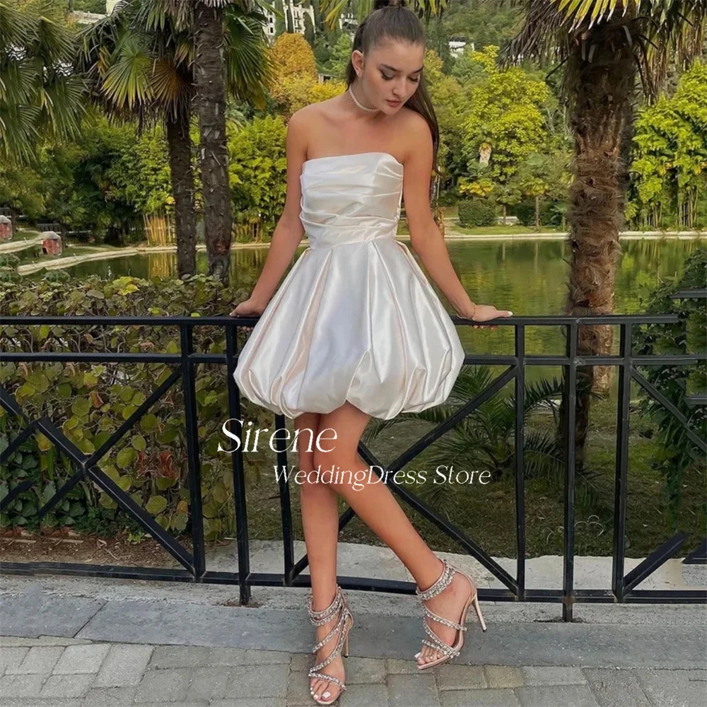 Sirene Sexy Mini macchia senza spalline fiore Bud abiti da sposa principessa sopra il ginocchio a-line pieghettato senza maniche abito da sposa corto 2024