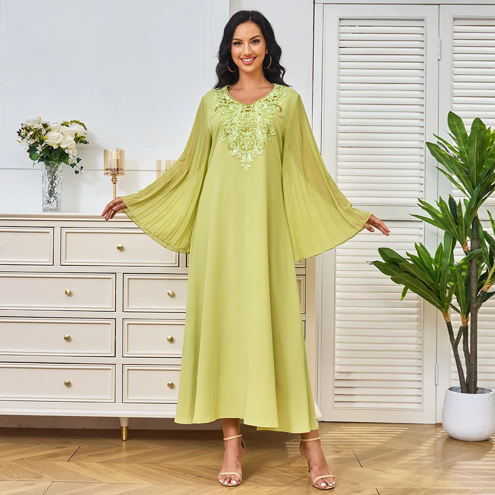 Dubai fábrica robe roupas femininas novo elegante conjunto de diamantes abaya vestido muçulmano