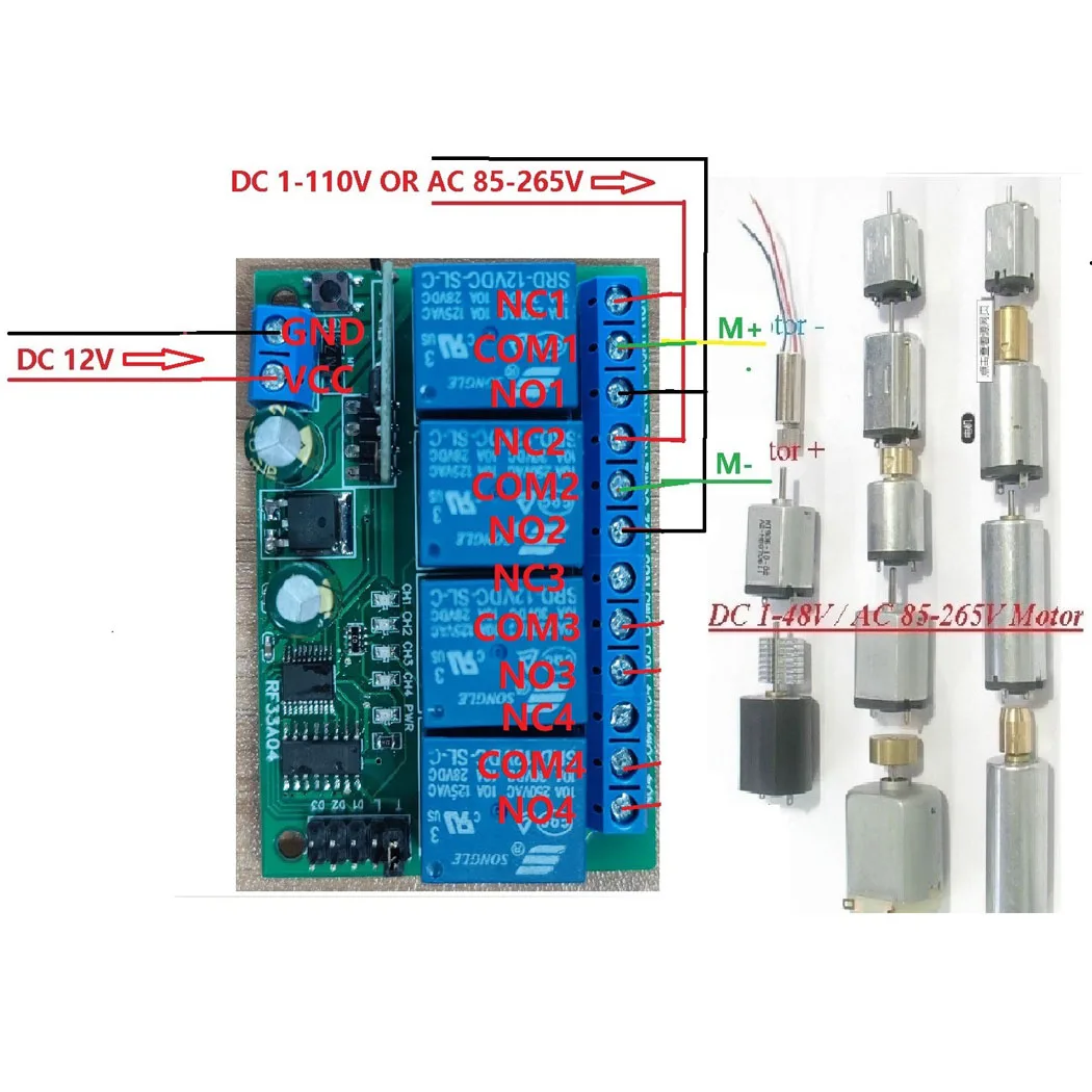 4 Channel 433M RF Rolling Code Hopping Encoder Decoder RC43A04 Transmitter RF33A04 Controller for Secure Remote Keyless Entry