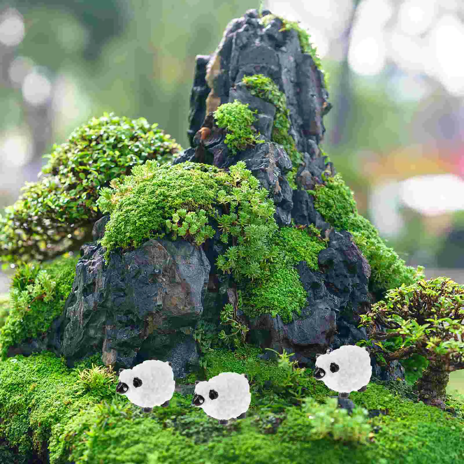 12 Pcs Moss Micro Landscape Decorative Ornaments Bonsai Farm Animals Figurines The Fence Cute Tiny Figures Resin Light Weight