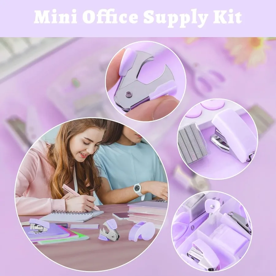 8-упаковка мини-наборов канцелярских товаров, мини-школьные принадлежности Iludes, мини-степлер Scisso, устройство для удаления скоб, точилка Puher Peil, диспенсер для ленты