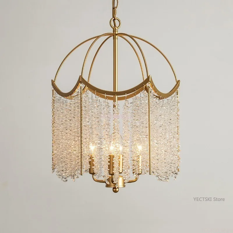 

American crystal chandelier bedroom room lamp French light luxury villa retro tassel crystal restaurant lamp