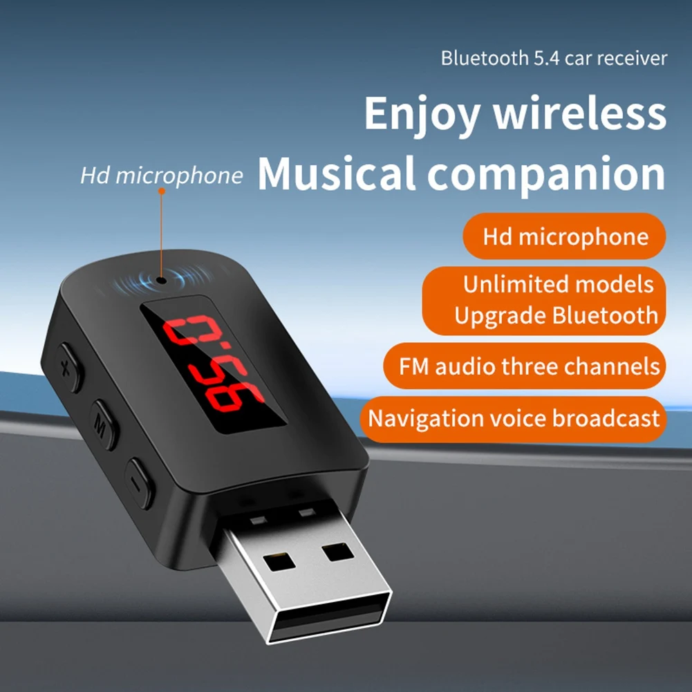 Auto Bluetooth 5,4 Adapter FM USB Sender Empfänger Freisprechen Anruf Auto LED Display Audio Musik Drahtlose Empfänger