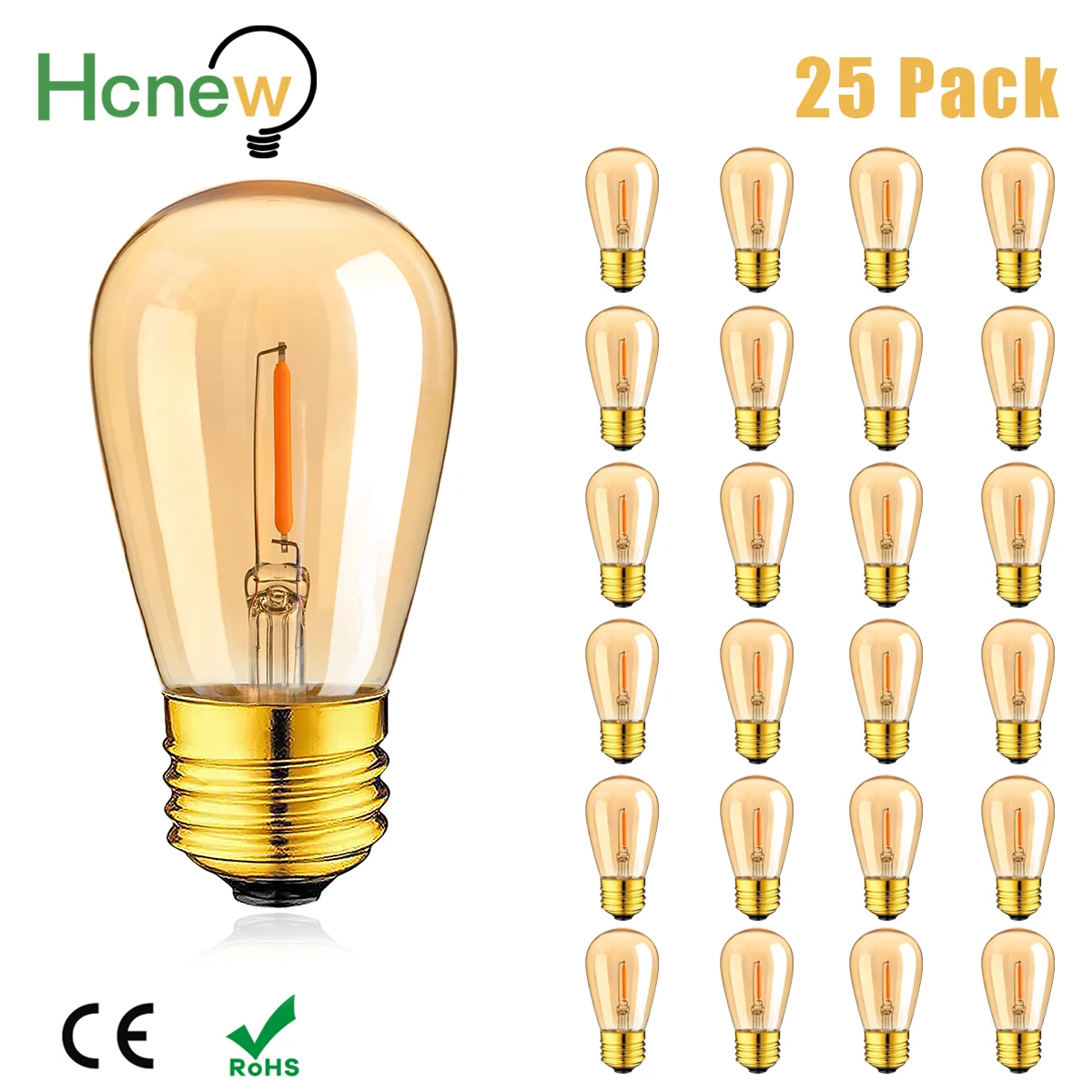 S14 Led Bulb E27 Warm White Dimmable 220V 1W Filament Lamp Vintage Replaceable Light Bulbs For String Light New year Decoration