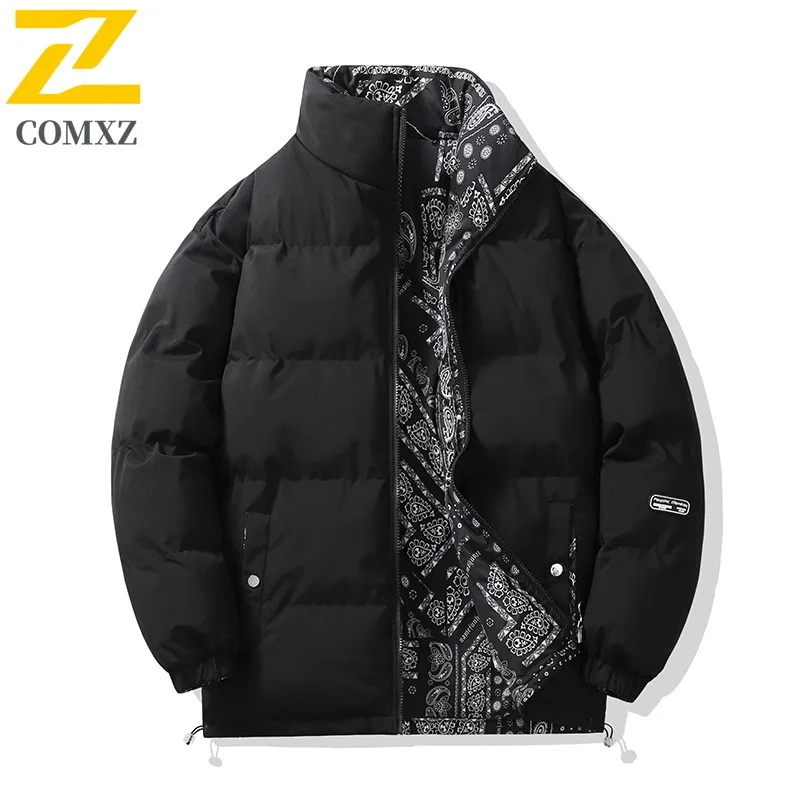 COMXZ Lightweight Parker Coat Thick Stand Collar Minimalist Skiing Cotton Padded Jacket High Quality Winter Jacket Mens Clothing