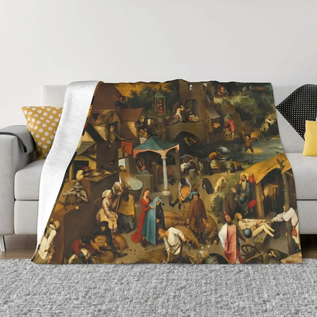 

Pieter Bruegel The Elder - The Dutch Proverbs Throw Blanket Luxury Thicken Summer Beddings Blankets