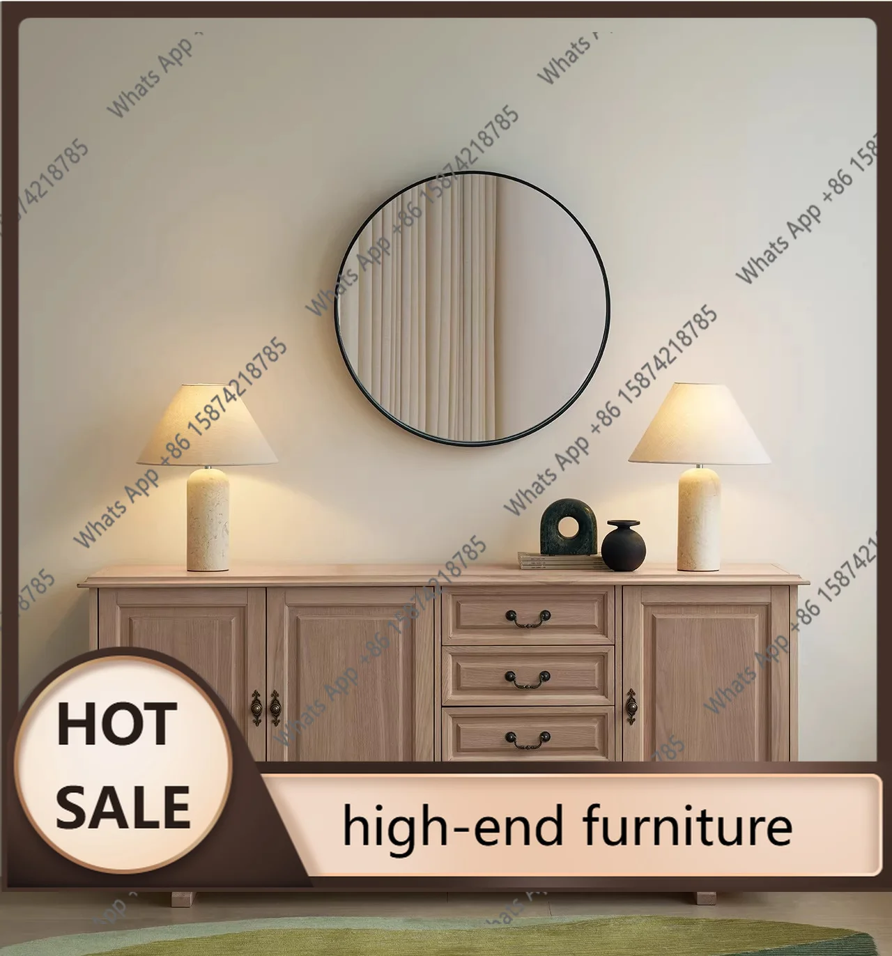 

N68 Sideboard vintage log style living room home used used second-hand storage designer solid wood fashion high-end