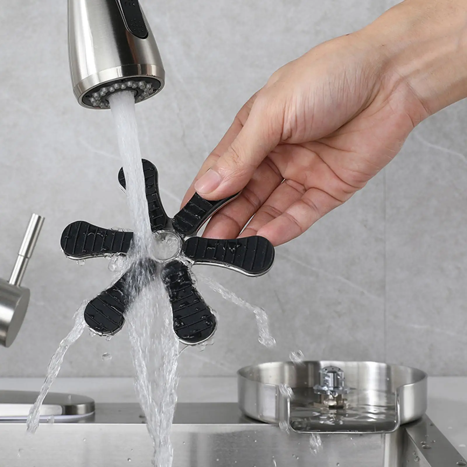 High Pressure Kitchen Rinser Automatic Cup Washer for Sink Glass Cleaner Copper Nozzle Steel for Coffee Shop Use