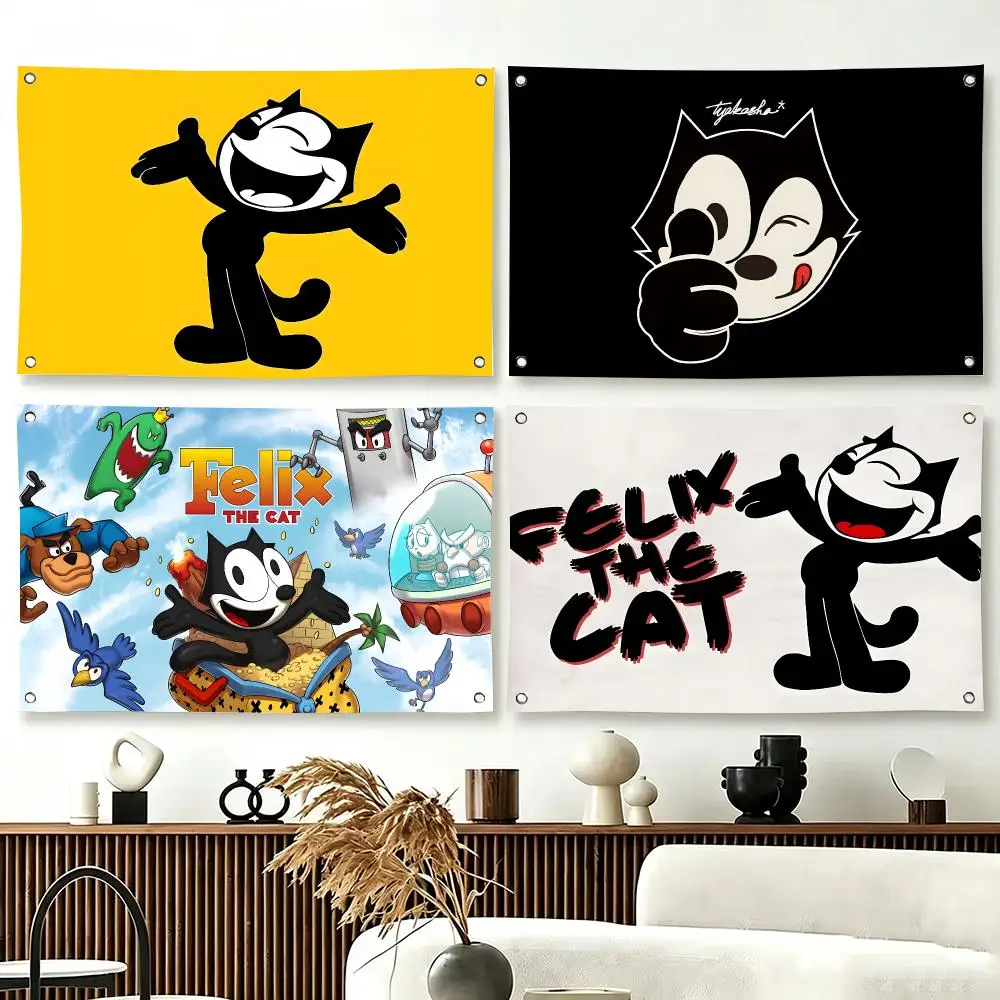 Vintage Cartoon Felix the Cat Flags  For Living Room Home Dorm Decor Wall Outdoor Camping Party Banner Gifts