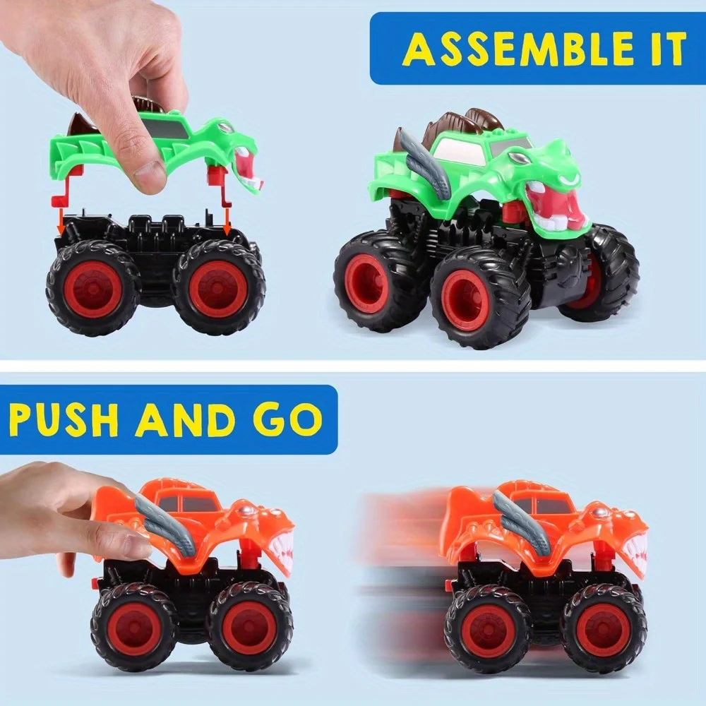 JOYFY Kids Craft Kit Build & Paint Your Own Monster Car DIY Toy Set Friction Powered Truck for Kids Birthday Christmas Gift